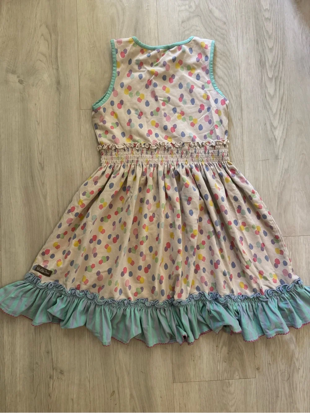 Matilda Jane Cream Polka Dot Dress with Mint Trim